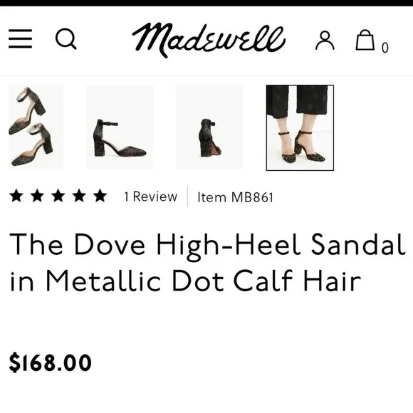 Madewell the Dove Sandal in Metallic Dot Calf Half Block High Heel Women's 10 - Picture 5 of 14